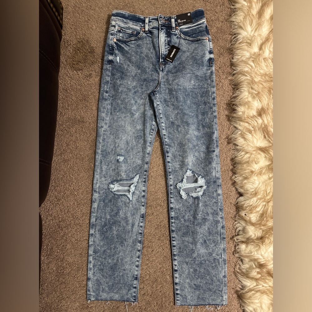 NWT Express Distressed Acid Wash Skinny Jeans